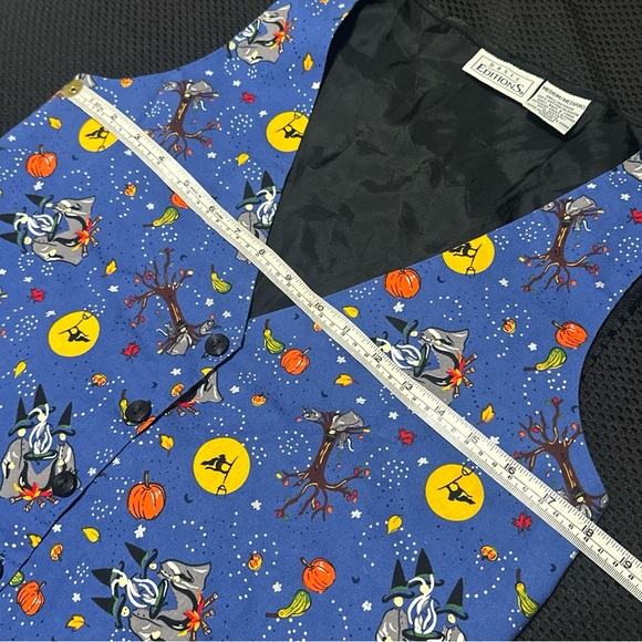 Basic Editions Halloween Suit Vest Medium Witches Pumpkins Vintage black Cat - Picture 8 of 10